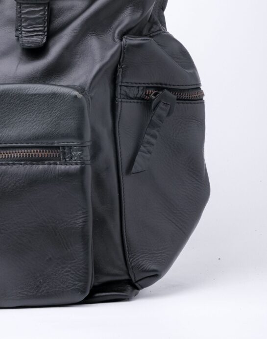 Leather Backpack Travel Laptop Office Bag- Granite Black - Image 4