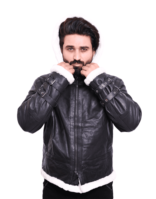 SHEARLING BLACK B3 BOMBER LEATHER JACKET