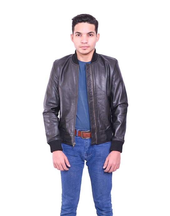 MENS RETRO VARSITY LEATHER BOMBER JACKET-PRETORIA