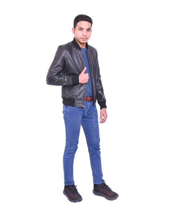 MENS RETRO VARSITY LEATHER BOMBER JACKET-PRETORIA - Image 2