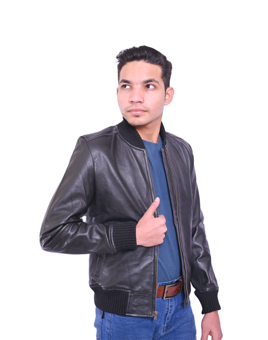 MENS RETRO VARSITY LEATHER BOMBER JACKET-PRETORIA - Image 3