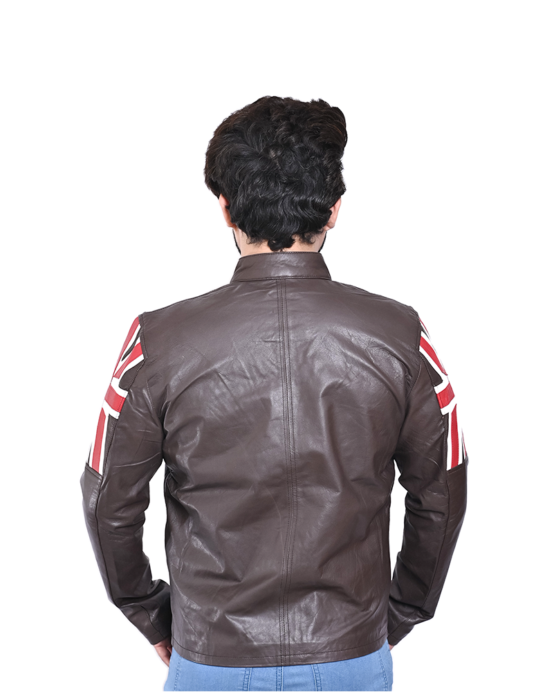 Class yak Men's Fashion Café Racer UK Flag Real Leather Jacket - Image 5